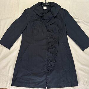 CAbi #6024 POSE Navy Blue Ruffle Front Button Up Coat Jacket Size M